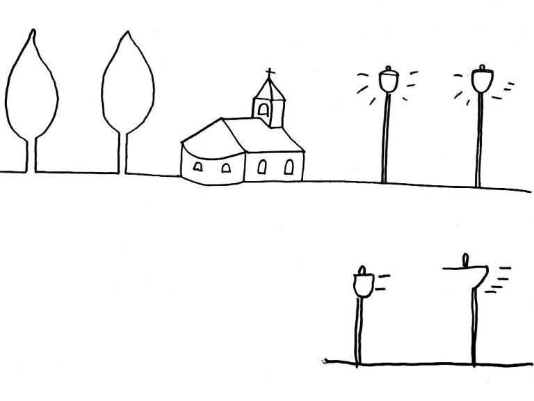 Copy of a drawing by a patient with hemi-spatial neglect, showing omissions on the left side of the figure and the left side of the objects. Y. Rossetti - CRNL